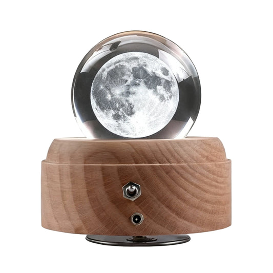 Ma Boîte Enchantée – Boîte à musique lune en cristal et bois de hêtre