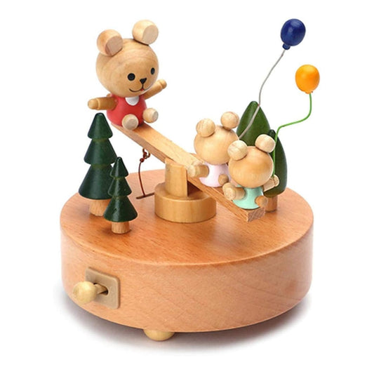 Ma Boîte Enchantée – Boîte à musique Oursons à la balançoire en bois de hêtre