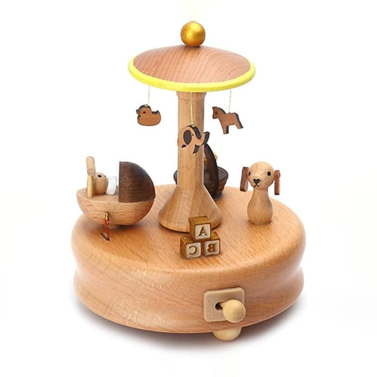 Ma Boîte Enchantée – Boîte à musique Chiens et jouets en bois de hêtre