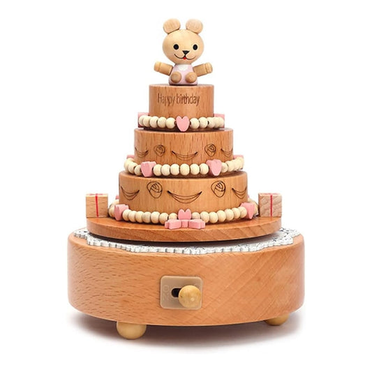 Ma Boîte Enchantée – Boîte à musique Gâteau d’anniversaire en bois de hêtre