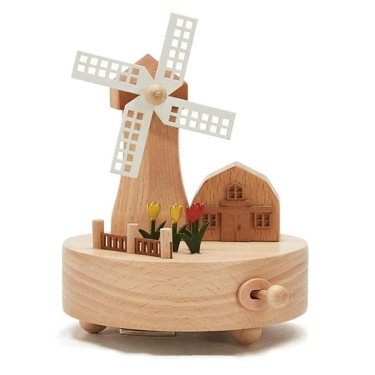 Ma Boîte Enchantée – Boîte à musique Moulin en bois de hêtre