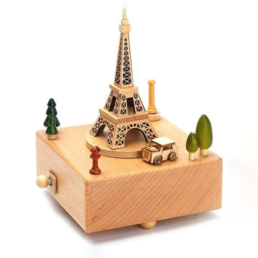 Ma Boîte Enchantée – Boîte à musique Tour Eiffel en bois de hêtre