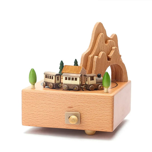 Ma Boîte Enchantée – Boîte à musique Train de montagne en bois de hêtre